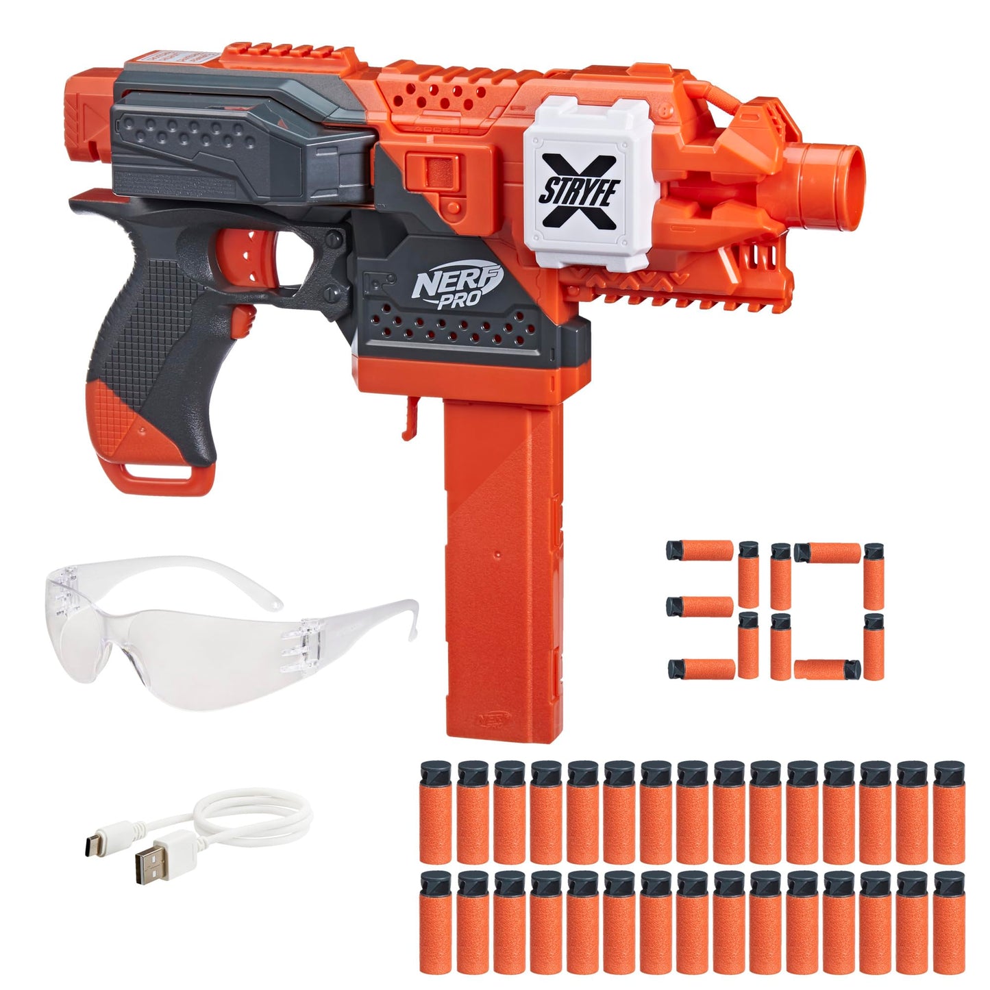 NERF Pro Stryfe X Semi-Auto Blaster – 150 FPS, LiPo Battery, 30 AccuStrike Darts, 15-Dart Magazine | Ages 14+ | Amazon Exclusive