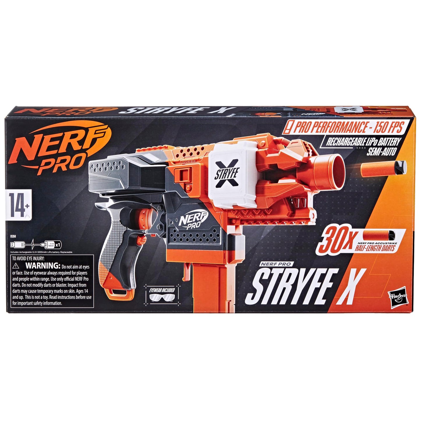 NERF Pro Stryfe X Semi-Auto Blaster – 150 FPS, LiPo Battery, 30 AccuStrike Darts, 15-Dart Magazine | Ages 14+ | Amazon Exclusive