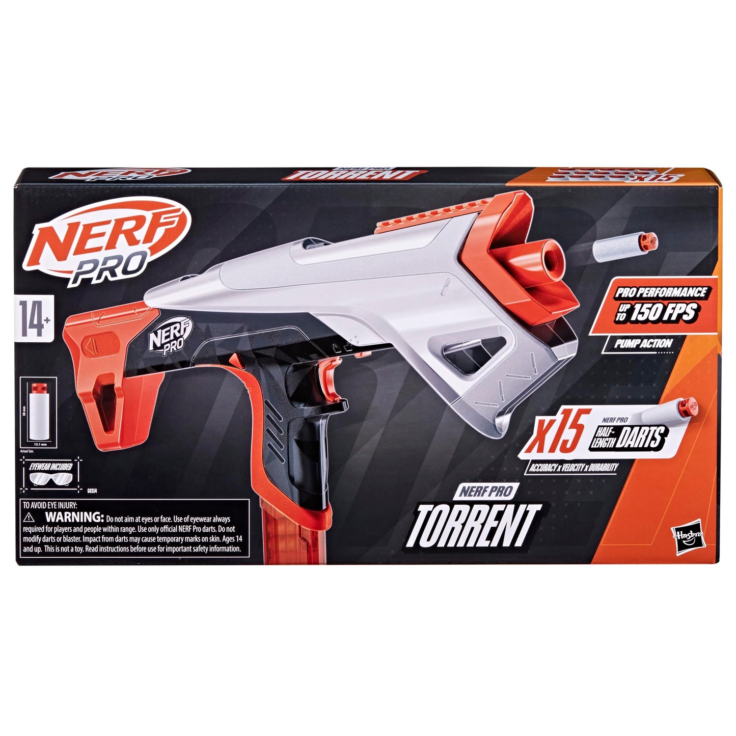Nerf Pro Torrent Half-Length Dart Blaster – 150 FPS, 15 Pro Darts, 15-Dart Magazine | Nerf Pro Series