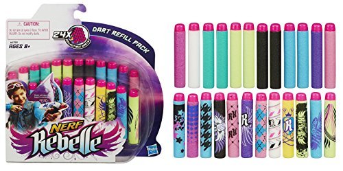 Nerf Rebelle Secrets and Spies Dart Refill Pack – 24 Darts, 12 Colors