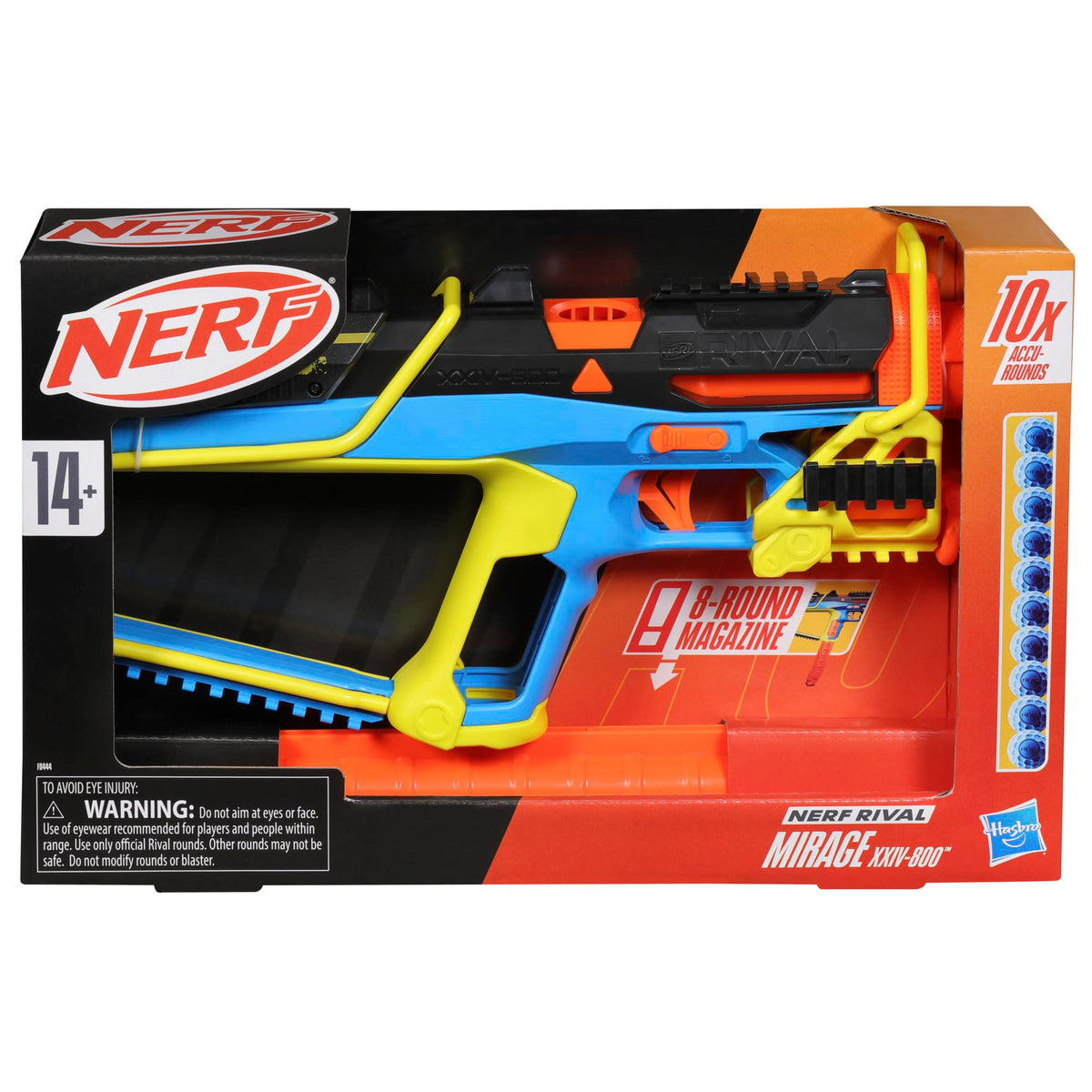 Nerf Rival Mirage XXIV-800 Blaster – 90 FPS, 2 Loading Modes, 8-Round Magazine + 10 Accu-Rounds