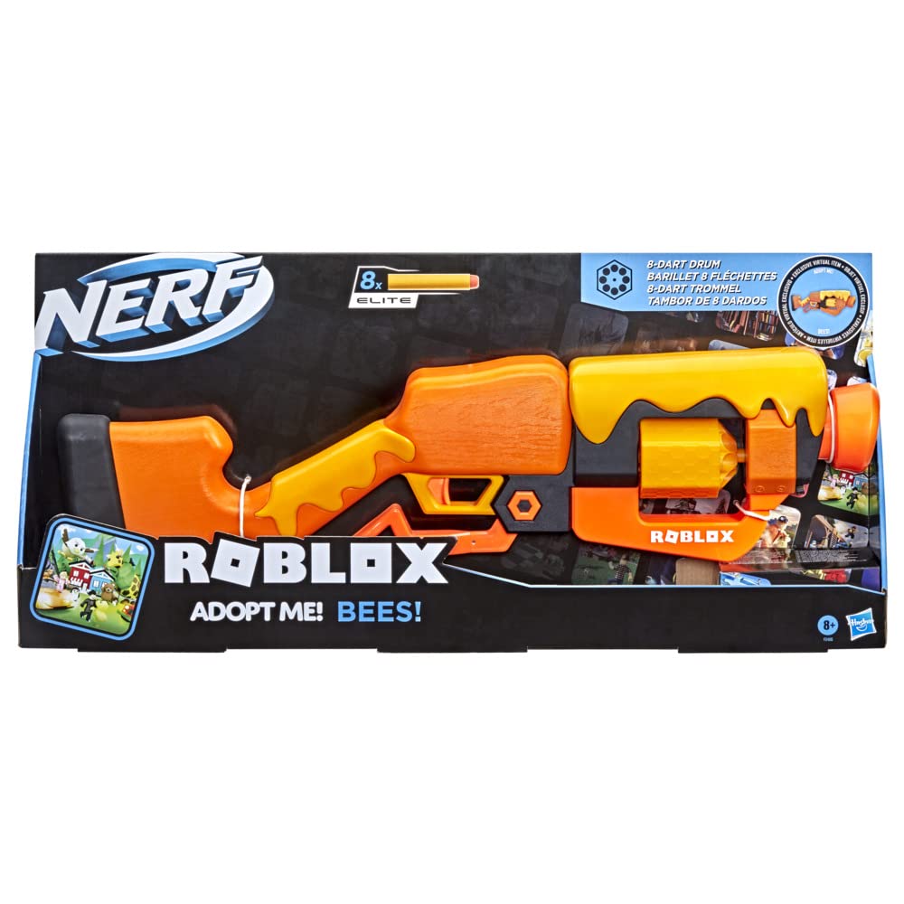 Nerf Roblox Adopt Me!: Bees! Blaster — Lever Action, 8-Dart Drum + Roblox Item Code