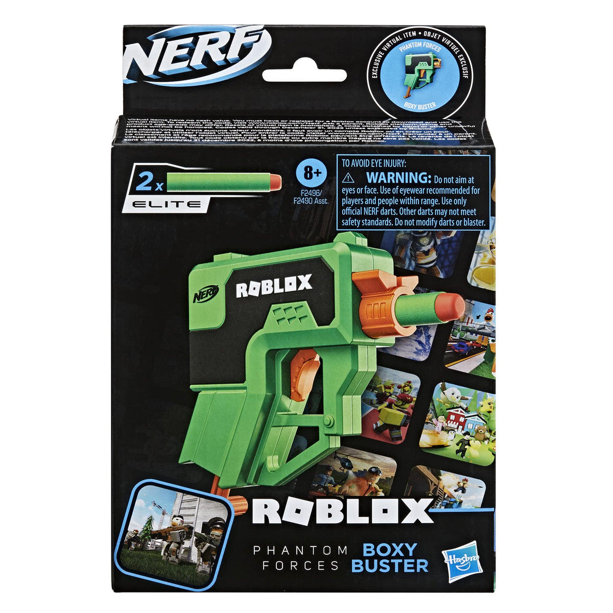 NERF Roblox Phantom Forces Boxy Buster Dart Blaster with Pull-Down Priming & In-Game Code