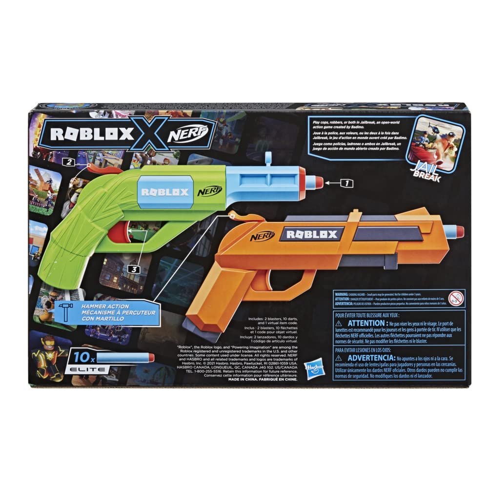 Nerf Roblox Jailbreak Armory 2-Pack – Hammer-Action Blasters + Darts + In-Game Code