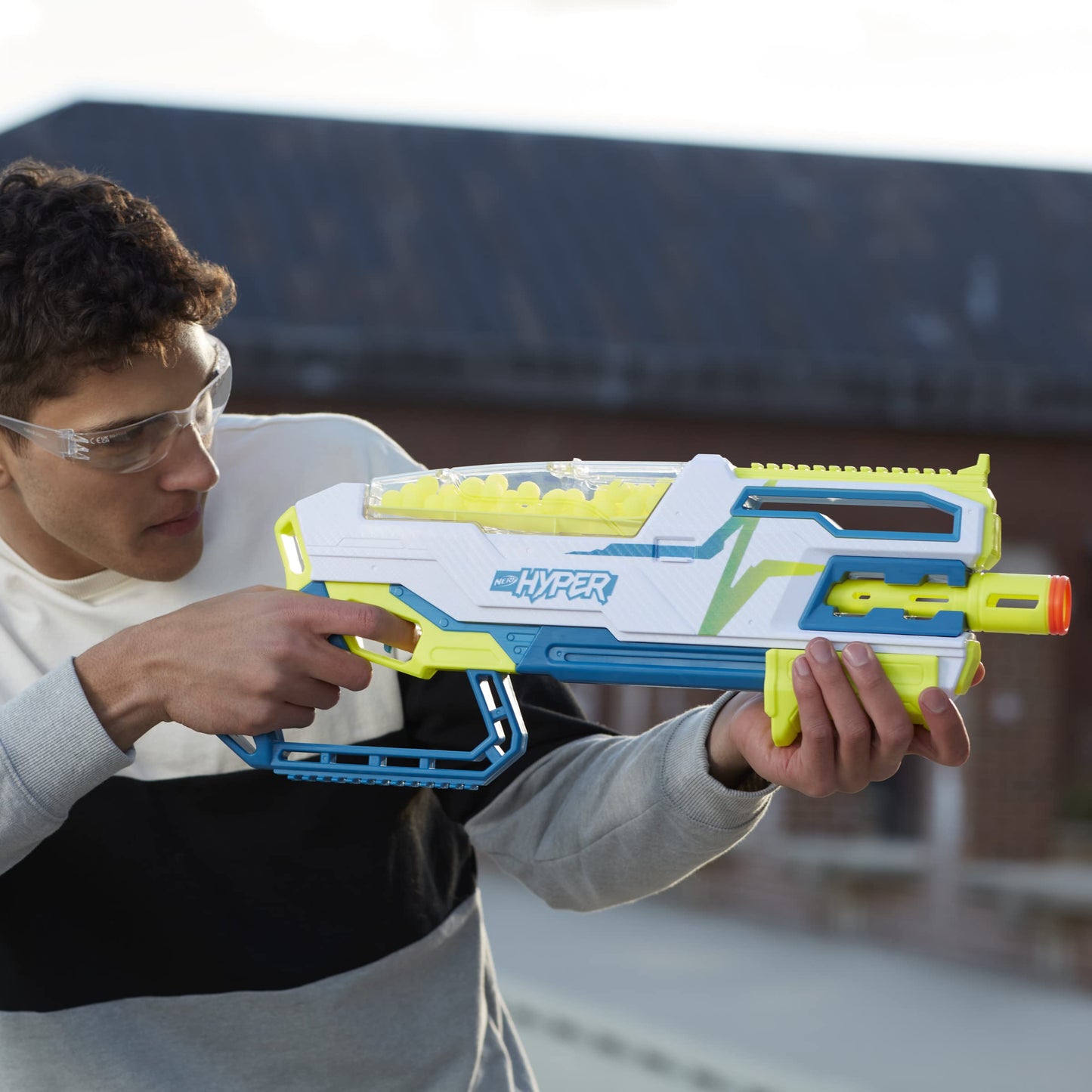 NERF Hyper Siege-50 Bundle — 110 FPS Pump-Action Blaster + Eyewear (Amazon Exclusive)