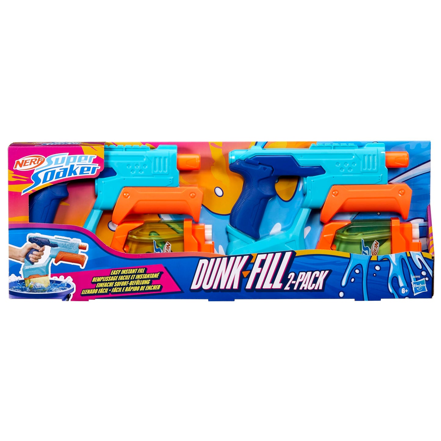 Nerf Super Soaker Dunk-Fill 2-Pack – 2 Water Blasters with Instant Fill Tanks
