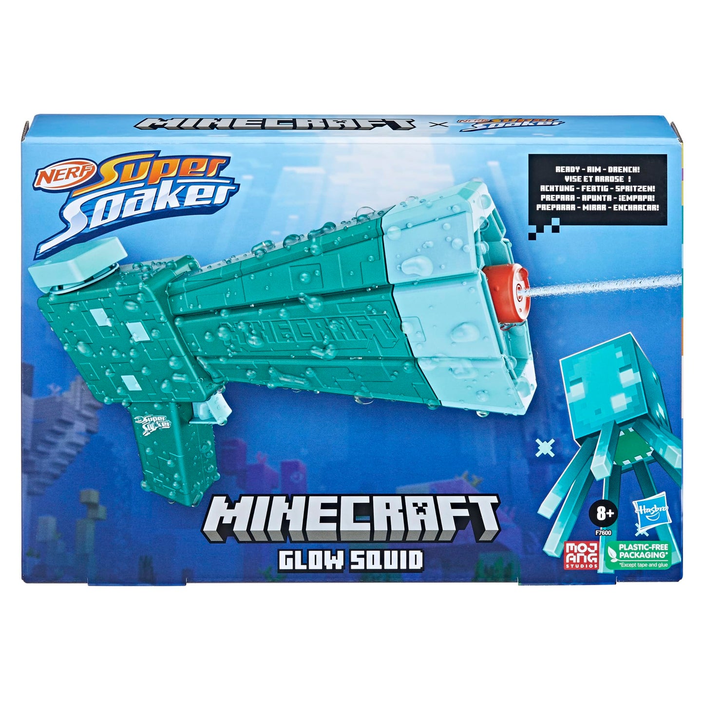 Nerf Super Soaker Minecraft Glow Squid Water Blaster – Outdoor Water Toy for Kids