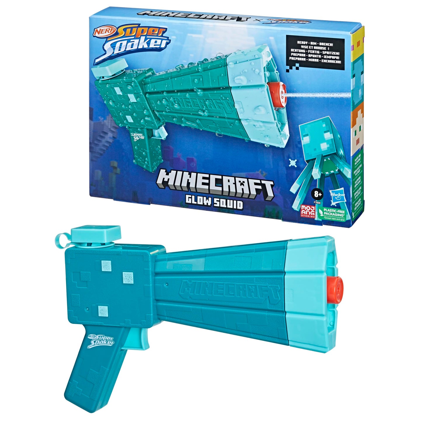 Nerf Super Soaker Minecraft Glow Squid Water Blaster – Outdoor Water Toy for Kids