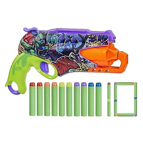 Nerf Teenage Mutant Ninja Turtles Blaster with 5-Dart Barrel – 10 Elite Darts, Ages 8+