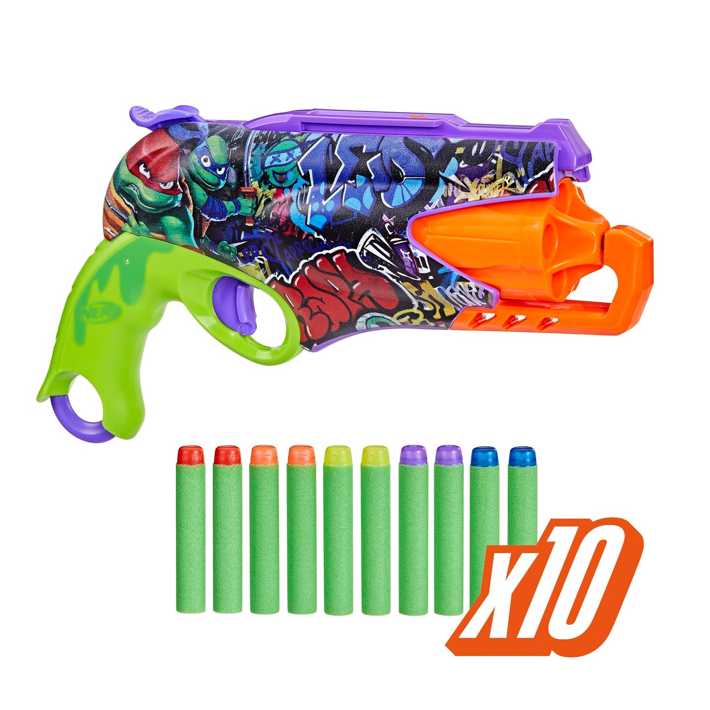 Nerf Teenage Mutant Ninja Turtles Blaster with 5-Dart Barrel – 10 Elite Darts, Ages 8+