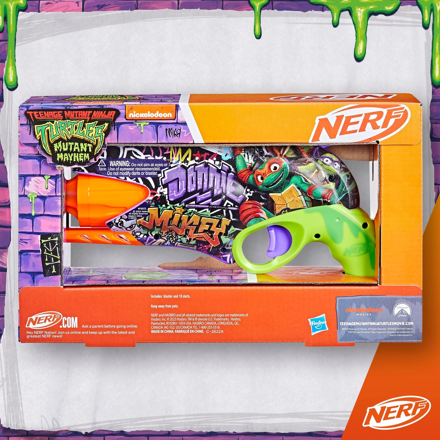 Nerf Teenage Mutant Ninja Turtles Blaster with 5-Dart Barrel – 10 Elite Darts, Ages 8+