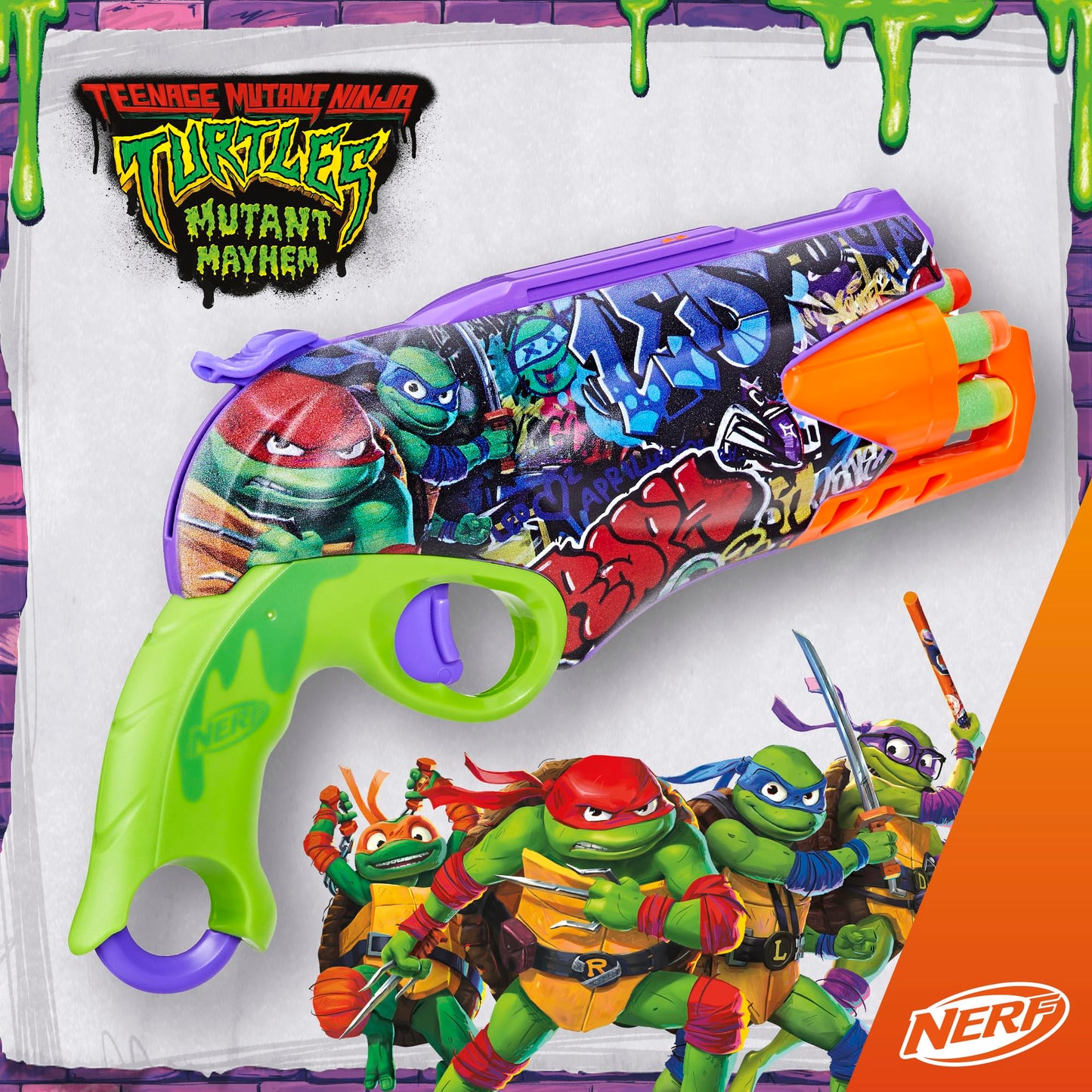 Nerf Teenage Mutant Ninja Turtles Blaster with 5-Dart Barrel – 10 Elite Darts, Ages 8+