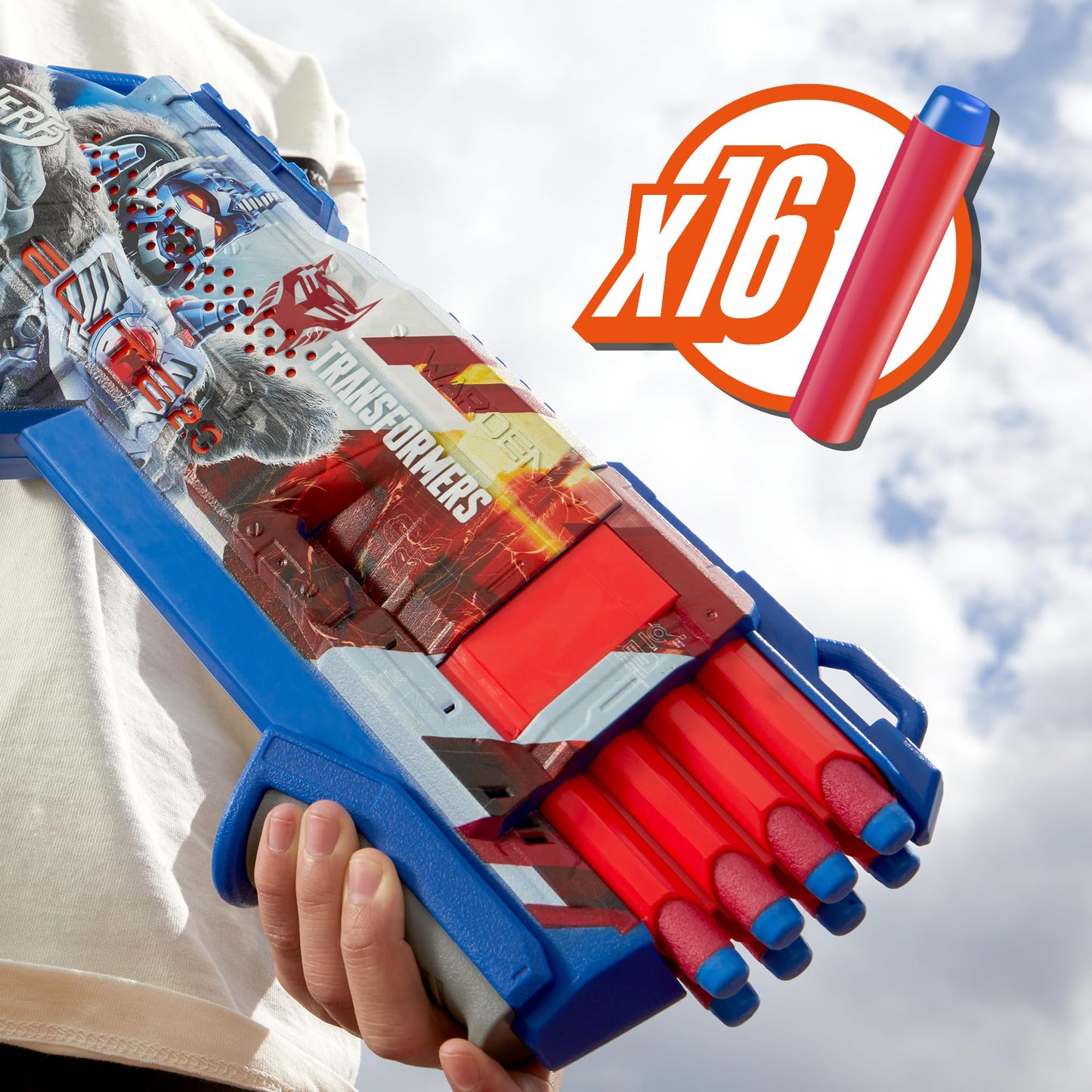 NERF Transformers Optimus Primal Dart Blaster – 16 Darts, Pump Action