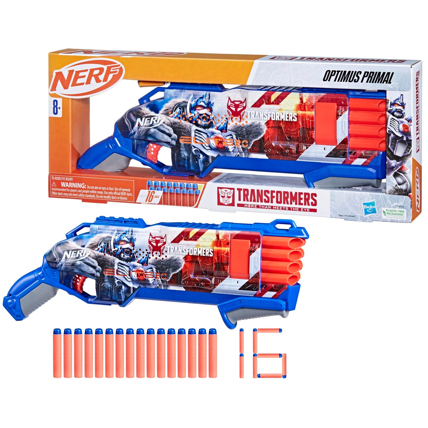 NERF Transformers Optimus Primal Dart Blaster – 16 Darts, Pump Action