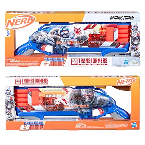 NERF Transformers Optimus Primal Dart Blaster – 16 Darts, Pump Action