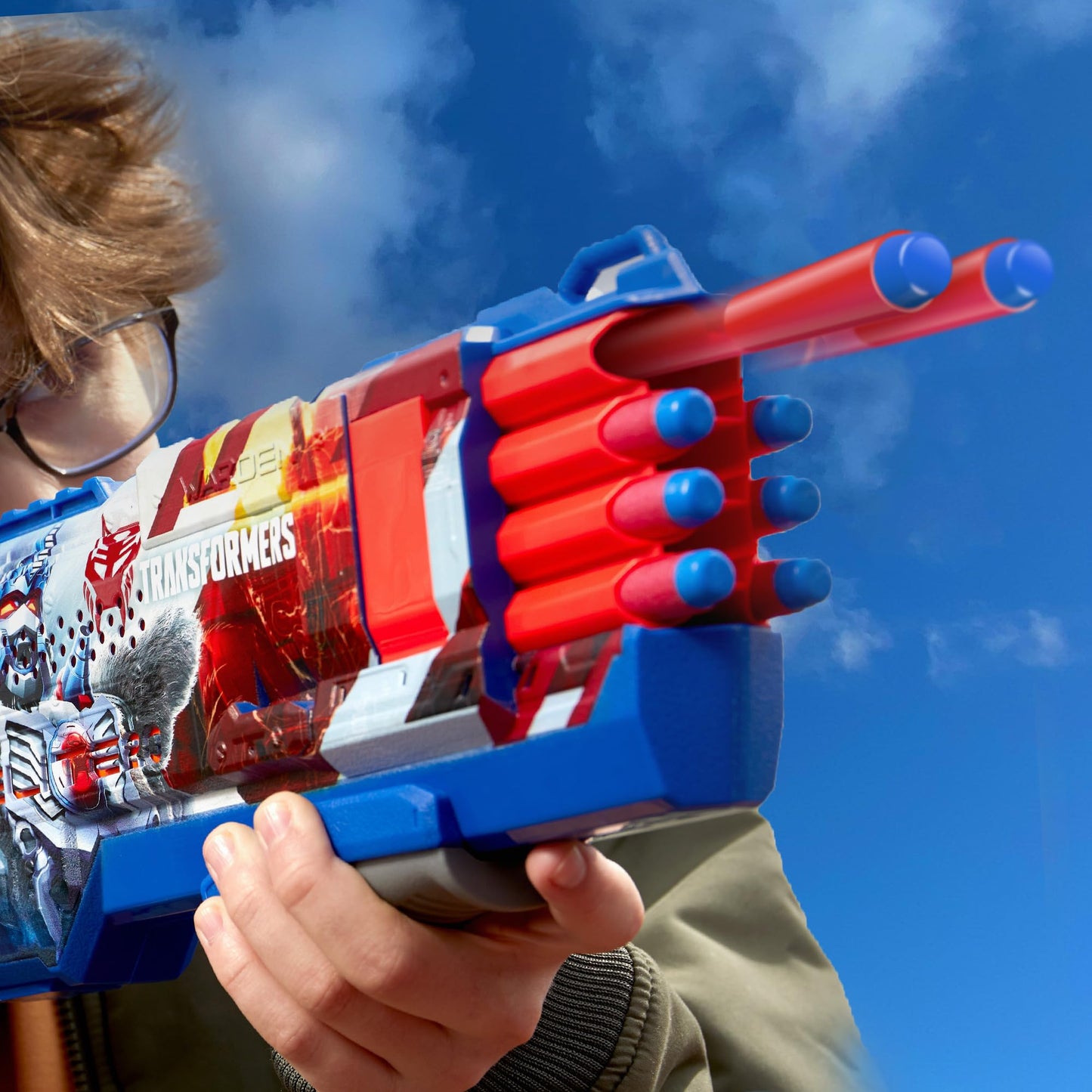 NERF Transformers Optimus Primal Dart Blaster – 16 Darts, Pump Action