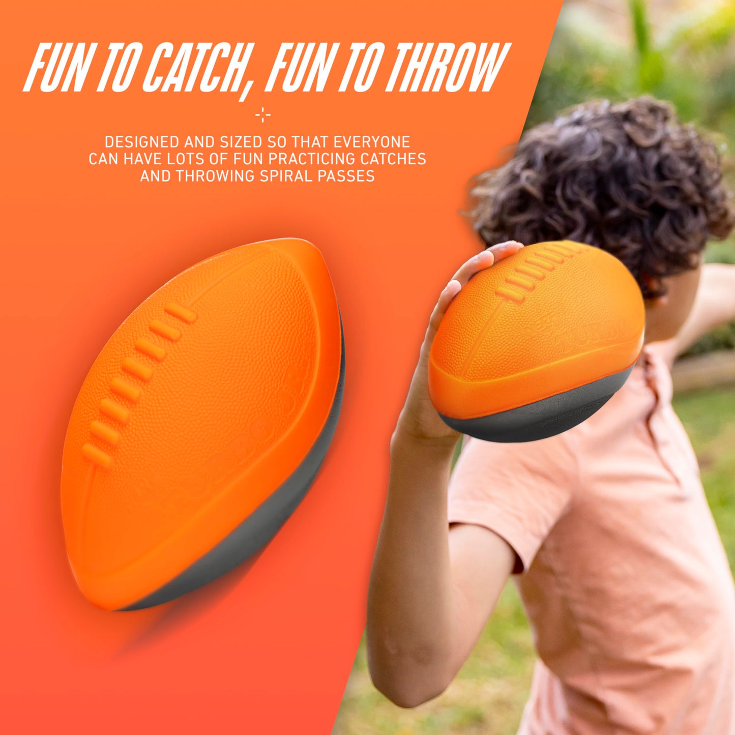 NERF Turbo Jr. Kids Foam Football – 9-Inch Indoor & Outdoor Mini Football