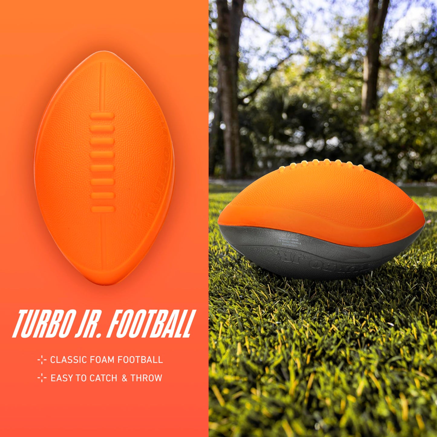 NERF Turbo Jr. Kids Foam Football – 9-Inch Indoor & Outdoor Mini Football