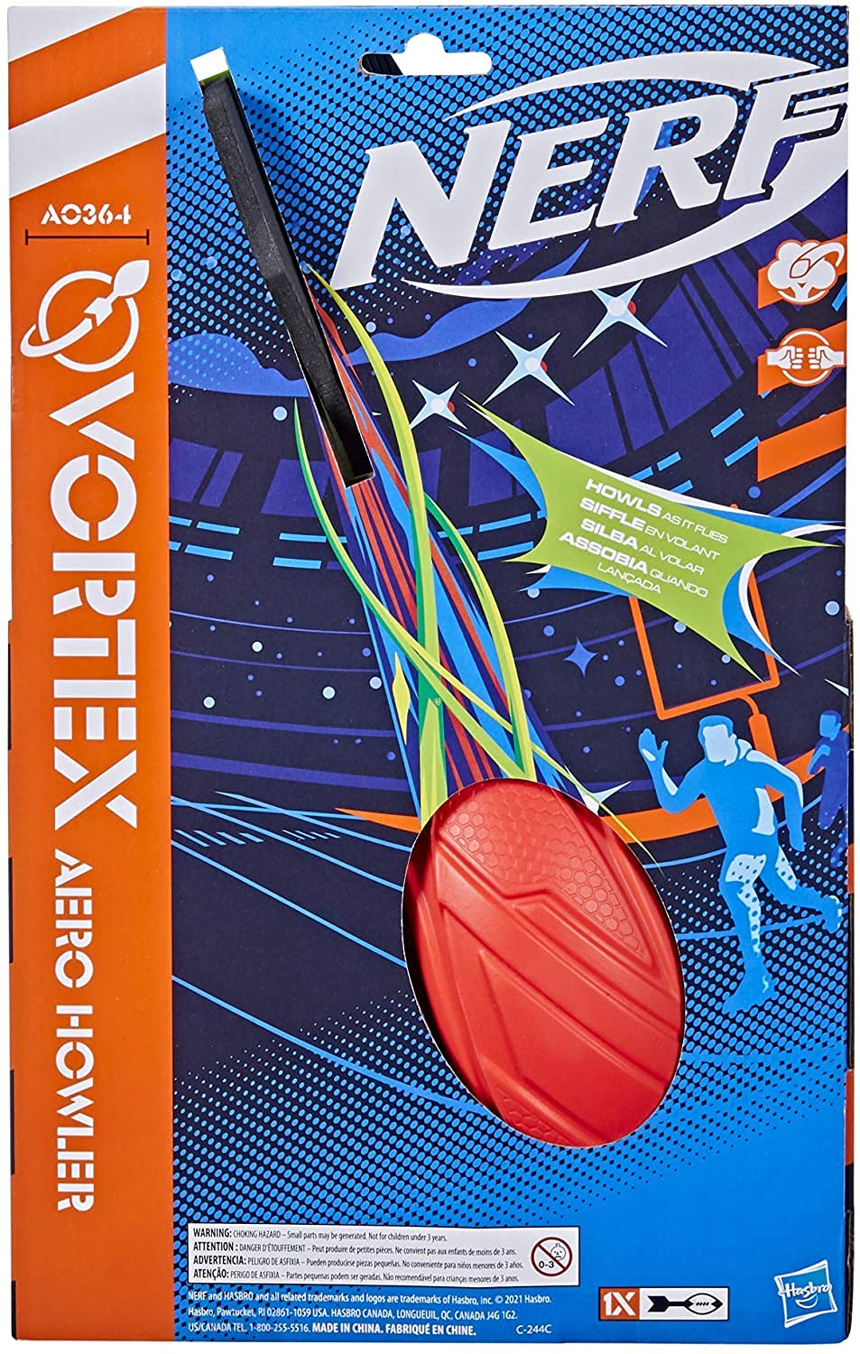 Nerf Vortex Aero Howler Toy – Long-Range Throw & Whistle for Outdoor Fun