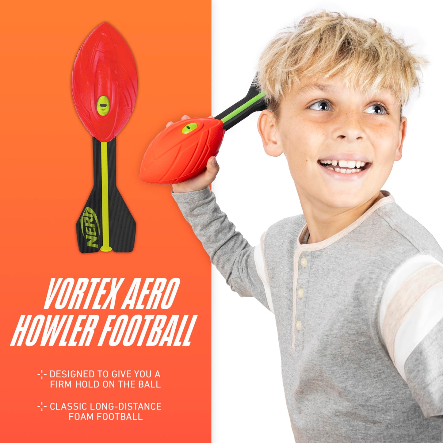 NERF Vortex Aero Howler Foam Football – Long-Distance Indoor & Outdoor Fun