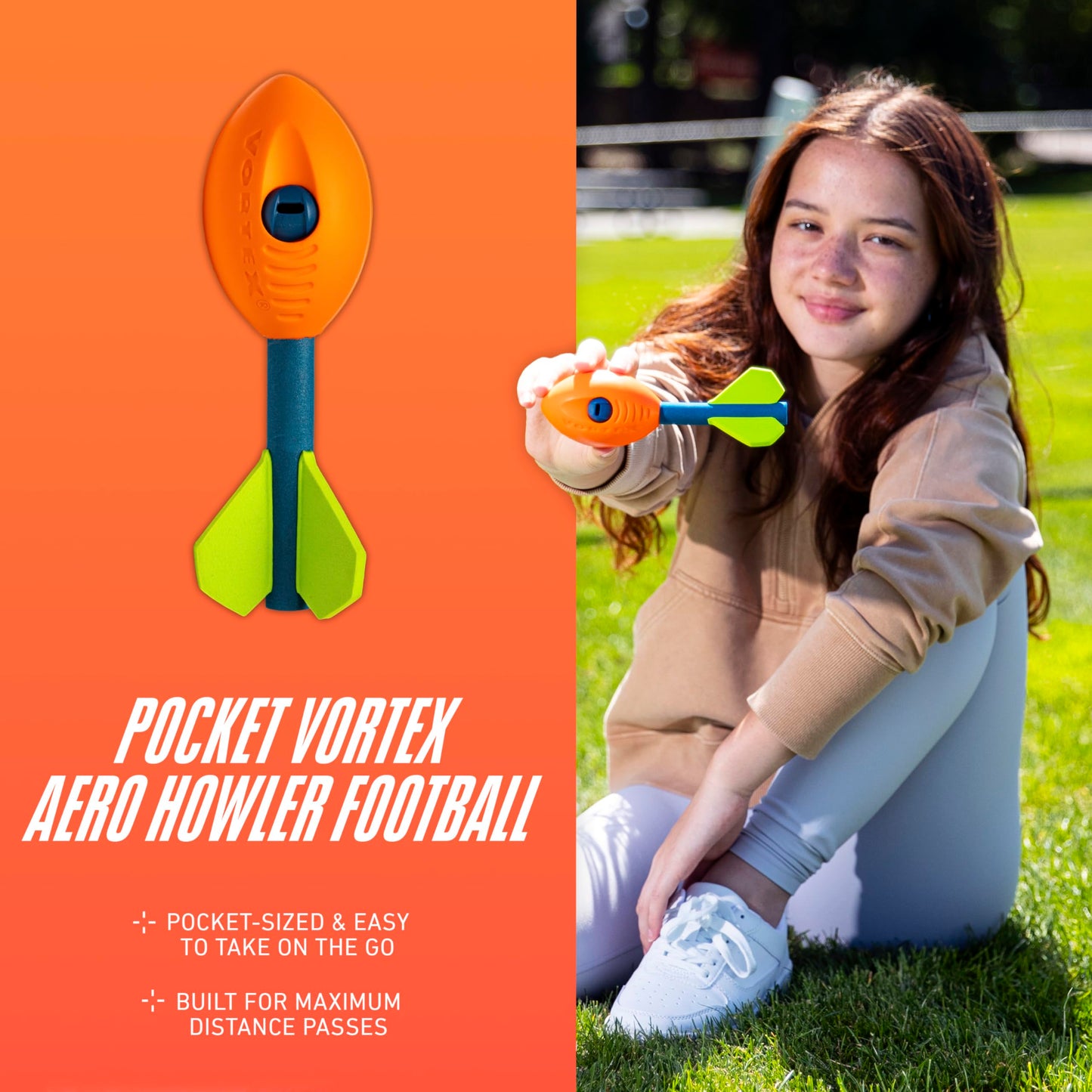 NERF Vortex Mini Aero Howler Foam Football – Long-Distance Soft Foam Ball for Kids