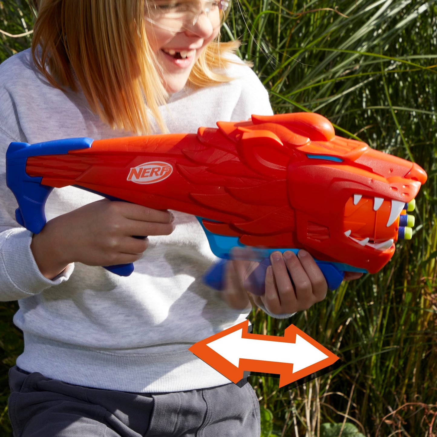 NERF Wild Lionfury Easy Play Dart Blaster — 16 Nerf Elite Darts for 6+ Kids