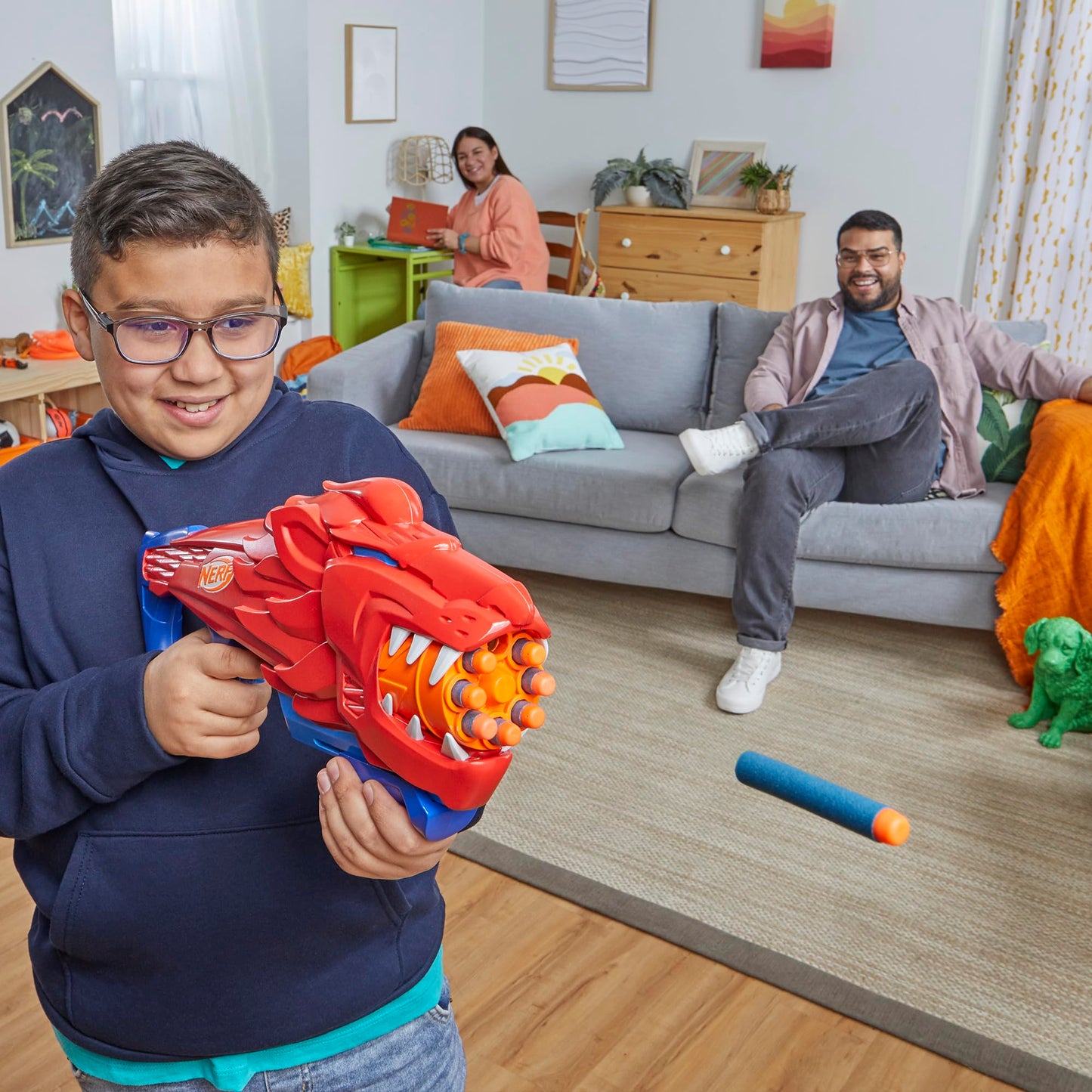 NERF Wild Lionfury Easy Play Dart Blaster — 16 Nerf Elite Darts for 6+ Kids