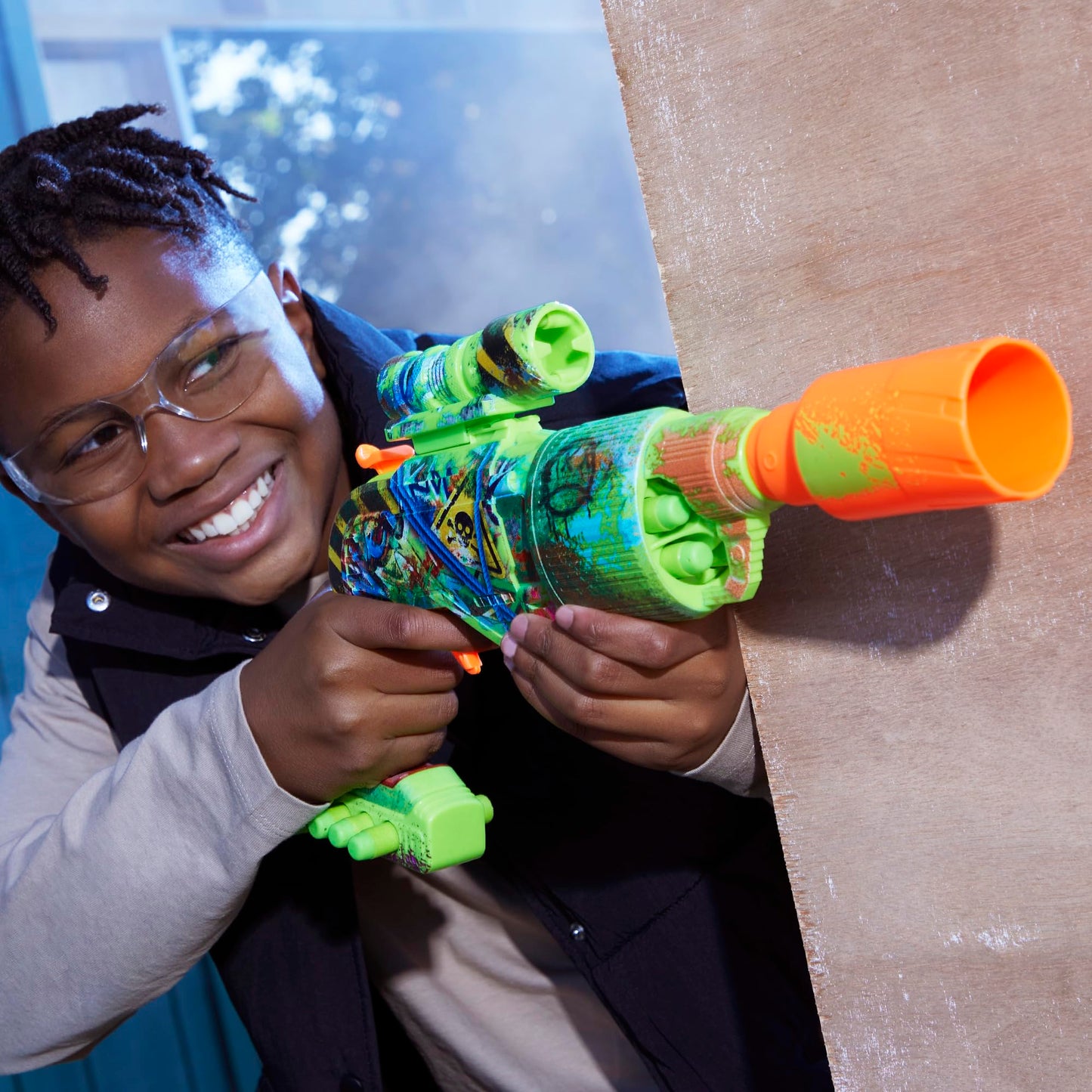 NERF Zombie Driller Dart Blaster – 5-Dart Cylinder, Removable Scope, Includes 16 Nerf Elite Darts (Ages 8+)