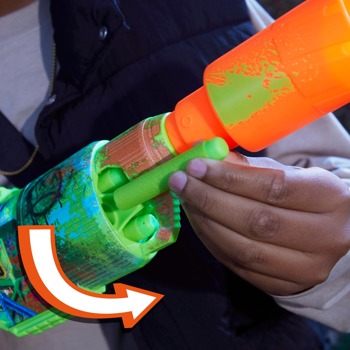 NERF Zombie Driller Dart Blaster – 5-Dart Cylinder, Removable Scope, Includes 16 Nerf Elite Darts (Ages 8+)