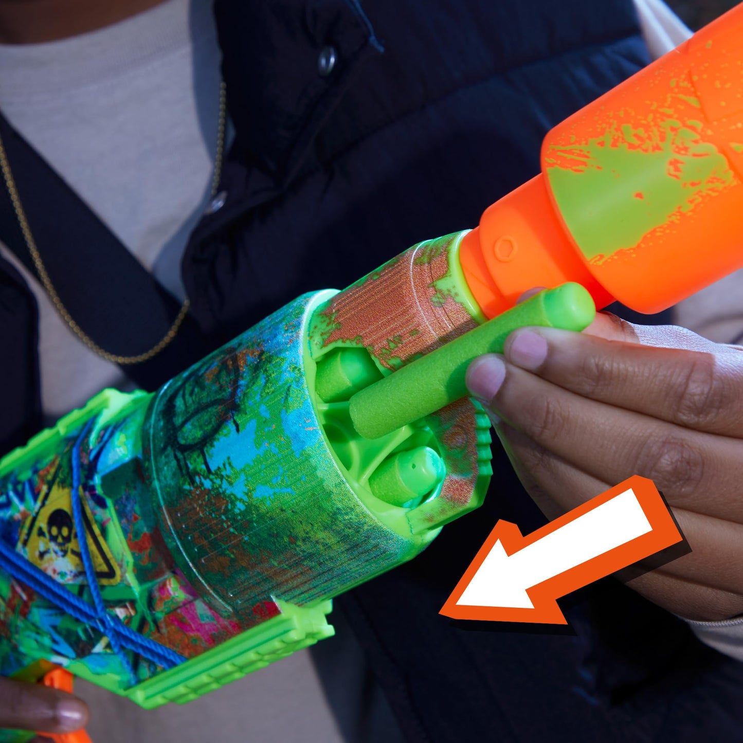 NERF Zombie Driller Dart Blaster – 5-Dart Cylinder, Removable Scope, Includes 16 Nerf Elite Darts (Ages 8+)