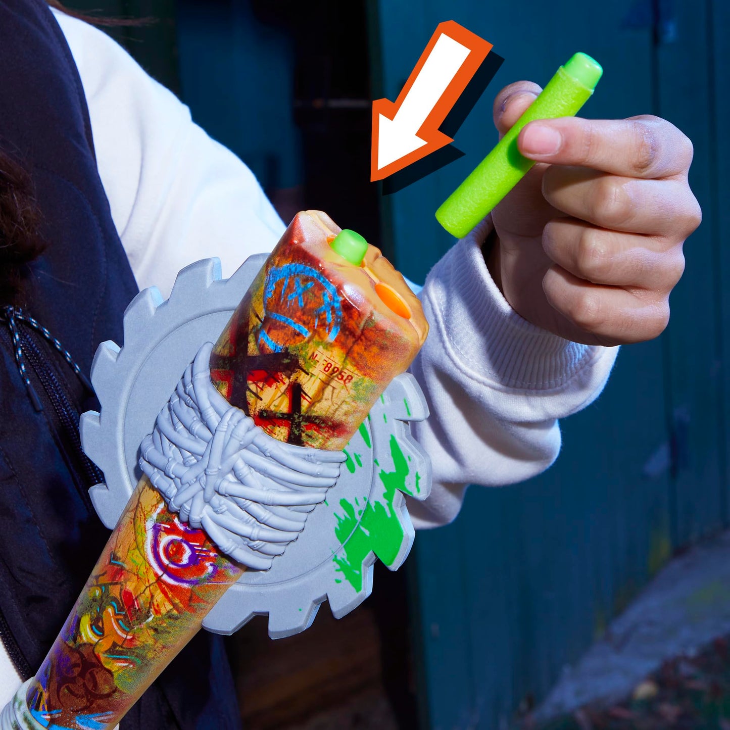 Nerf Zombie Strikeout Dart Blaster – 8 Darts, Foam Blade, Pull-Back Priming