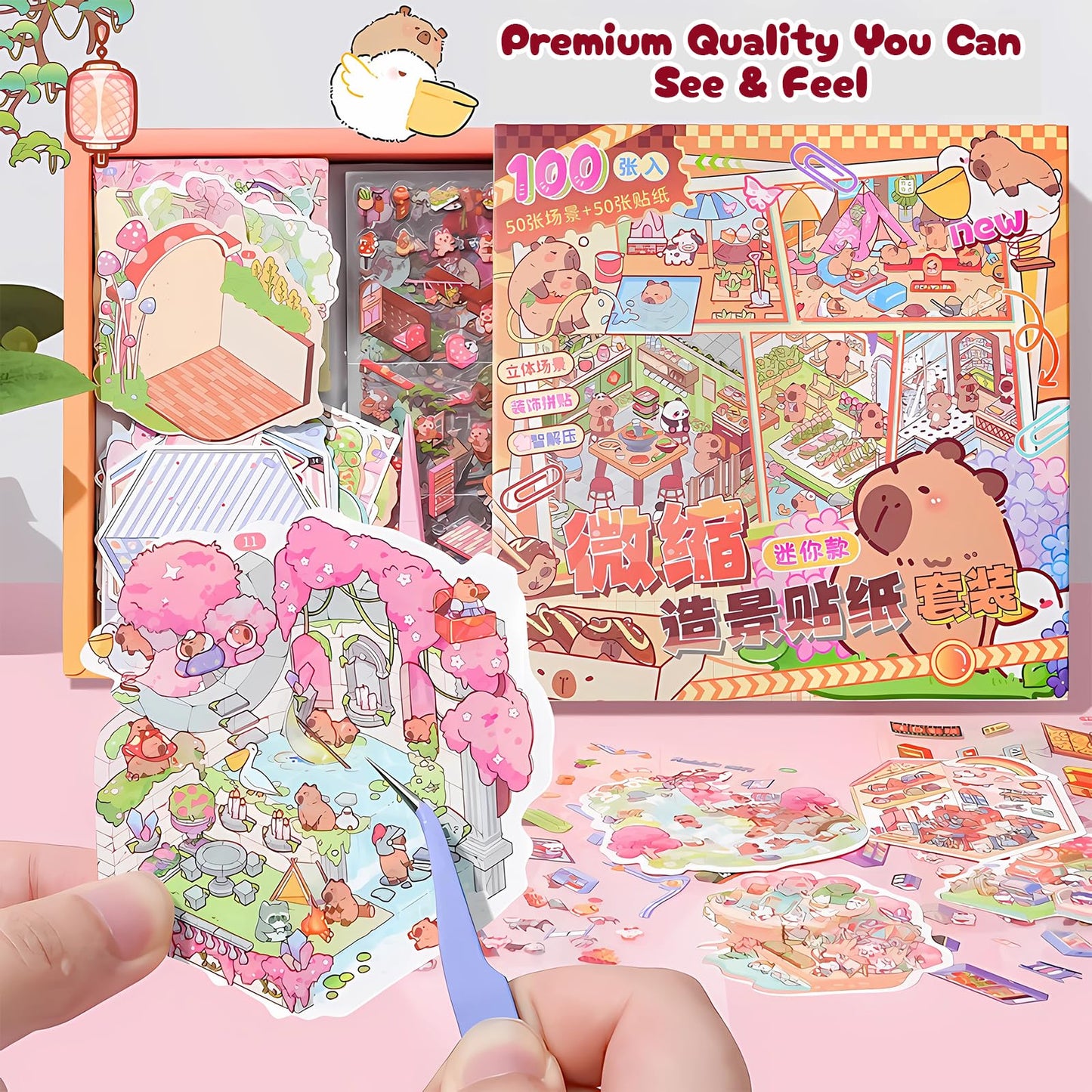 Nerscina DIY 3D Sticker Scene Mega Pack – 50 Sets Animal Bedroom Restaurant