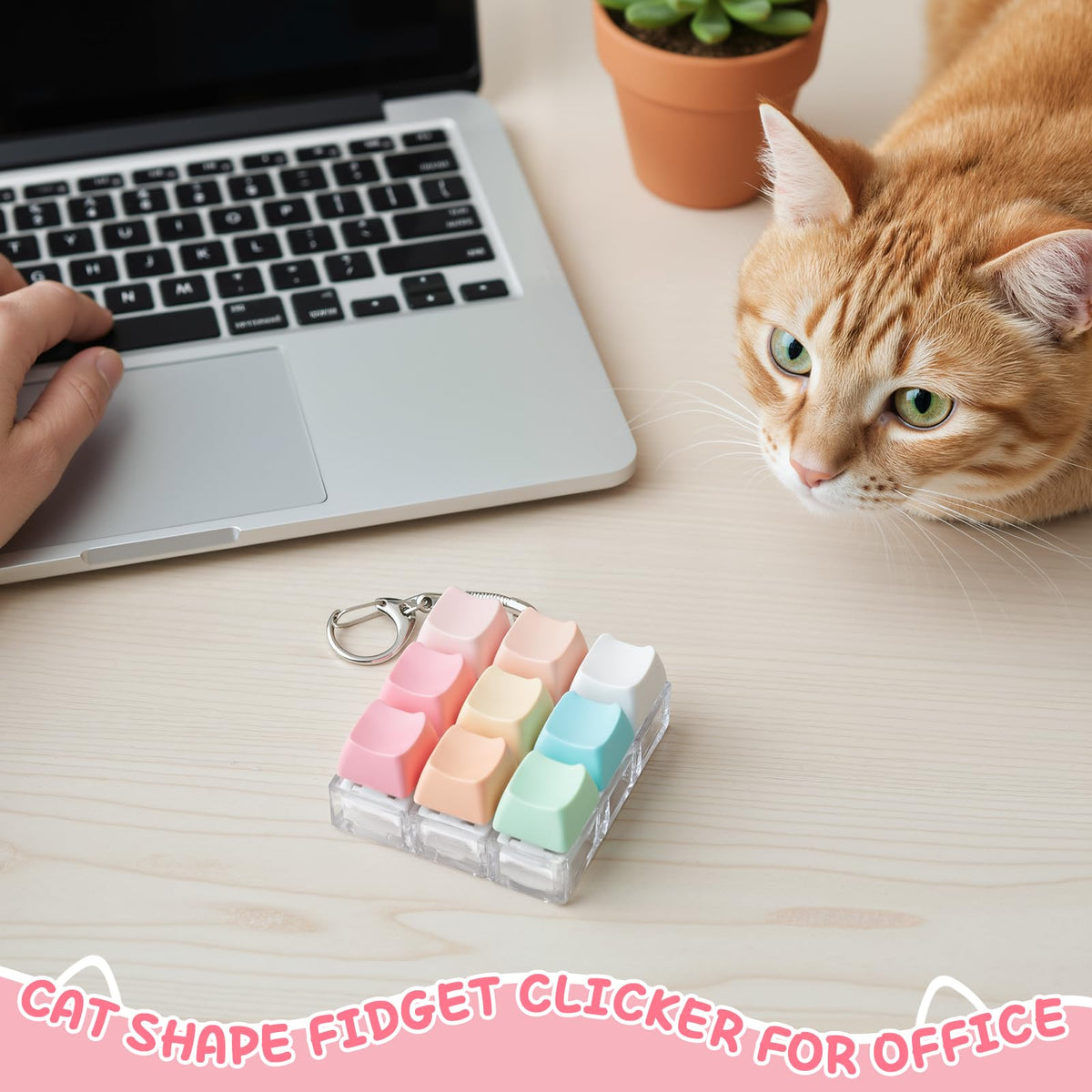 Netholid Clicky Cat Shape Keyboard Fidget Toy – Colorful 3x3 Button Keychain