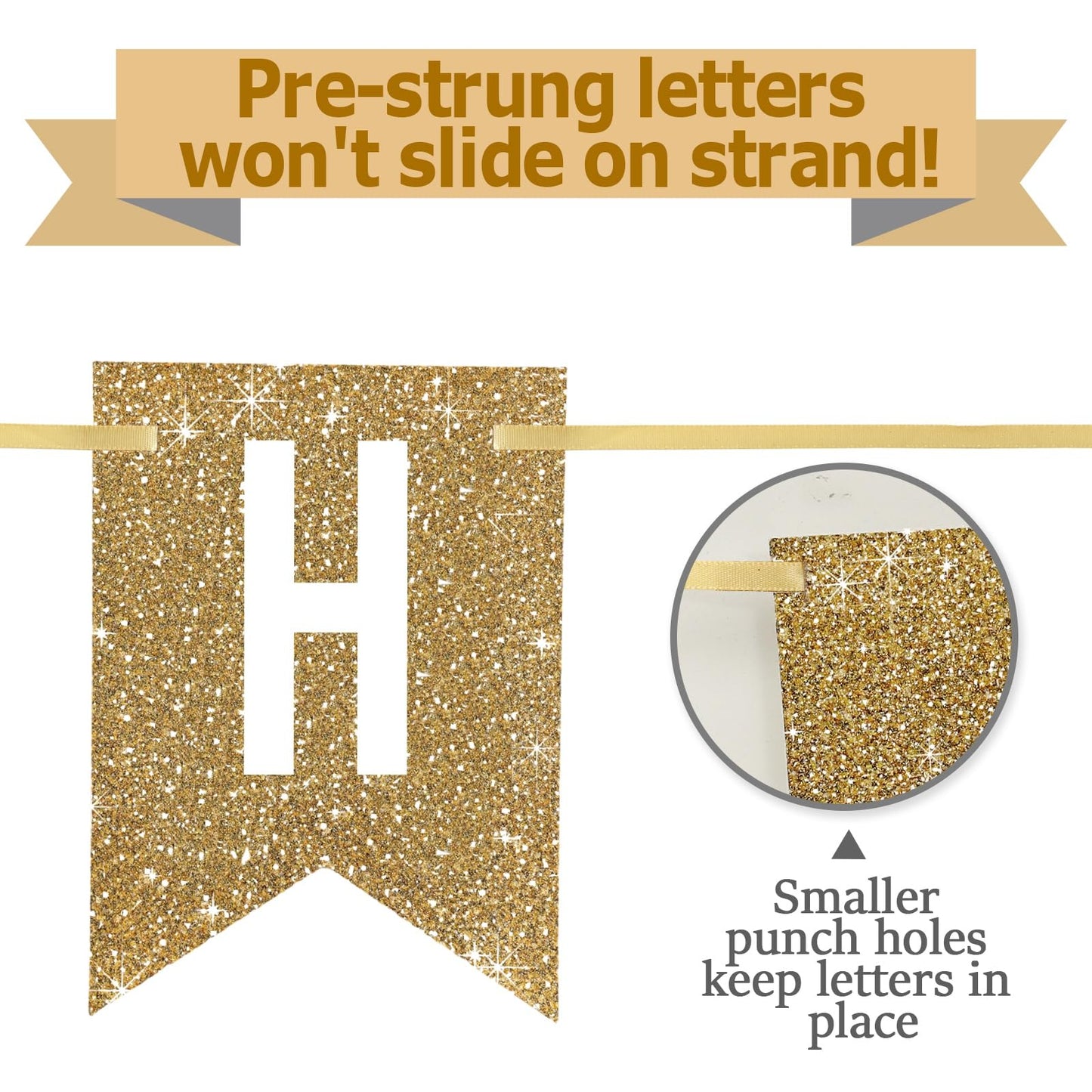 Netnology Gold Happy 21st Birthday Banner – Pre-Strung, 12 ft Glittery Party Sign