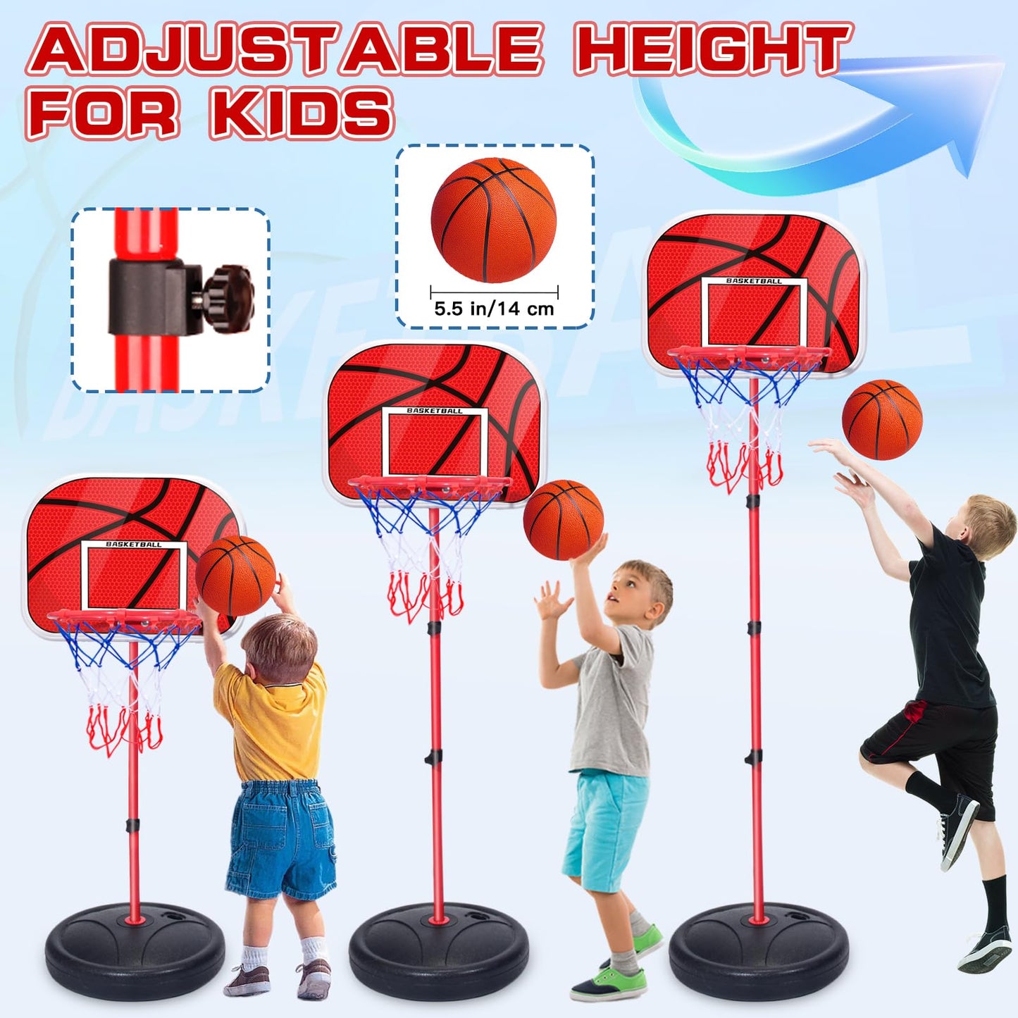 NEUBSAW 2-in-1 Adjustable Kids Basketball Hoop & Punching Bag with Stand