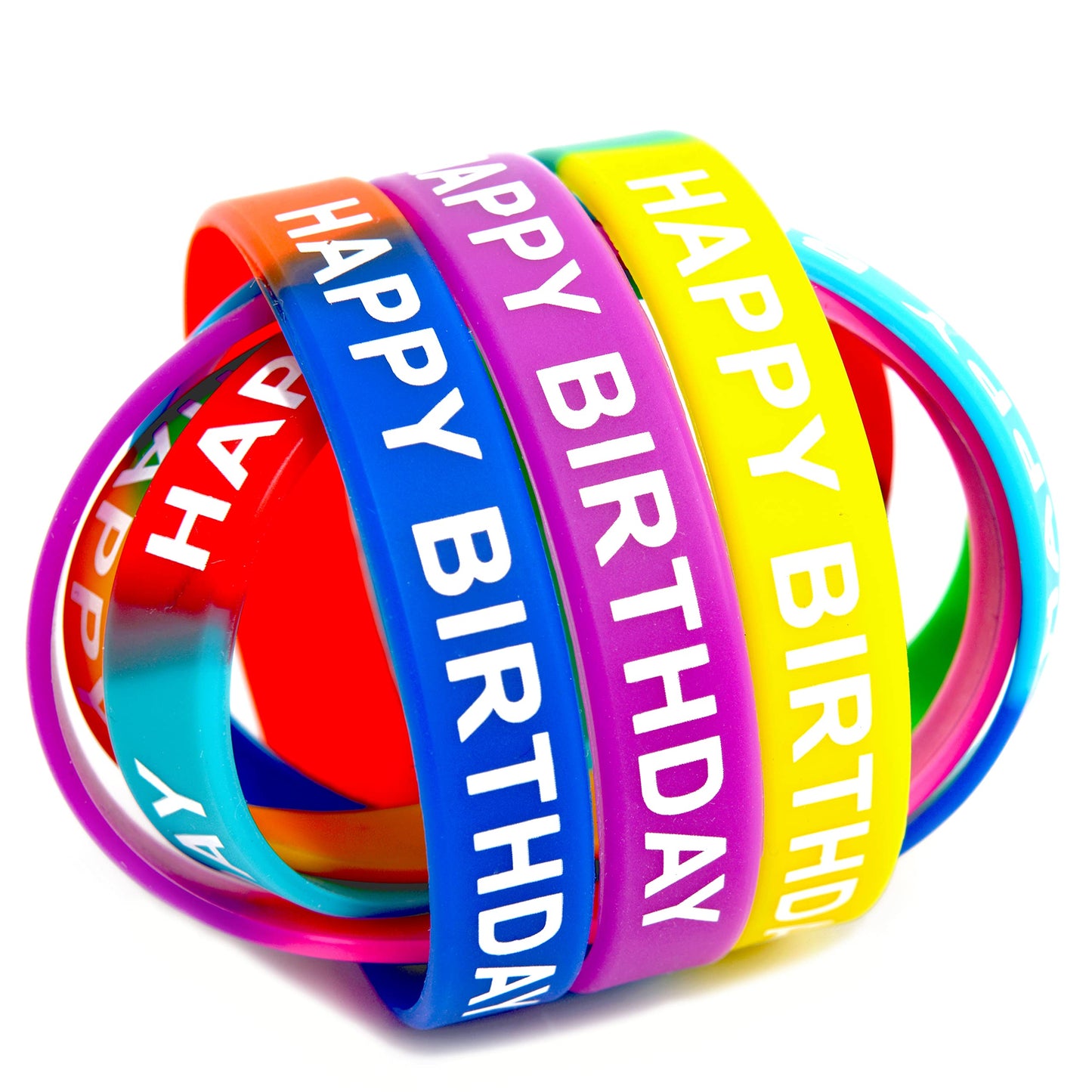 Neureyte 66-Piece Birthday Bracelets (22 Styles) — Colorful Silicone Wristbands for Classrooms & Parties
