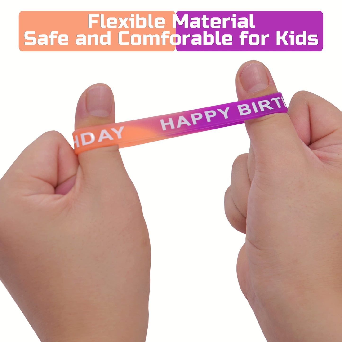 Neureyte 66-Piece Birthday Bracelets (22 Styles) — Colorful Silicone Wristbands for Classrooms & Parties