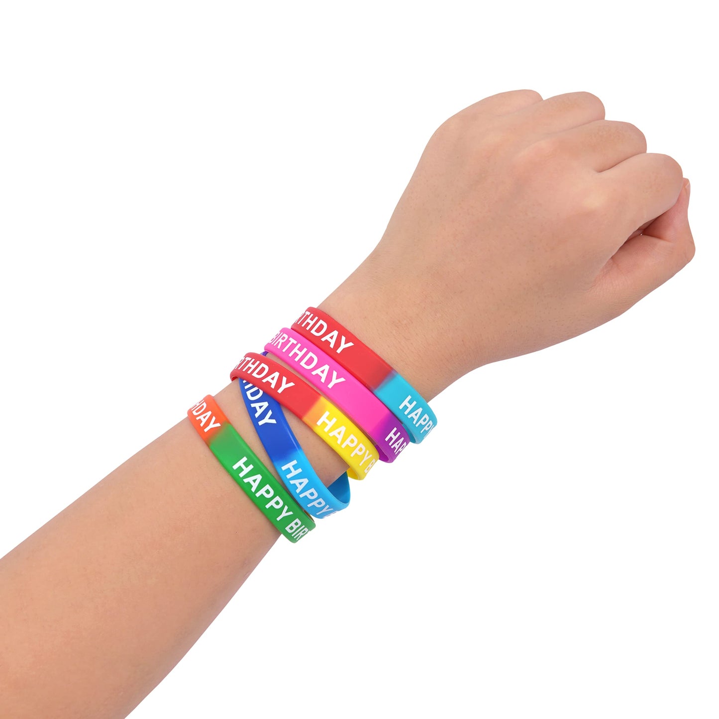 Neureyte 66-Piece Birthday Bracelets (22 Styles) — Colorful Silicone Wristbands for Classrooms & Parties