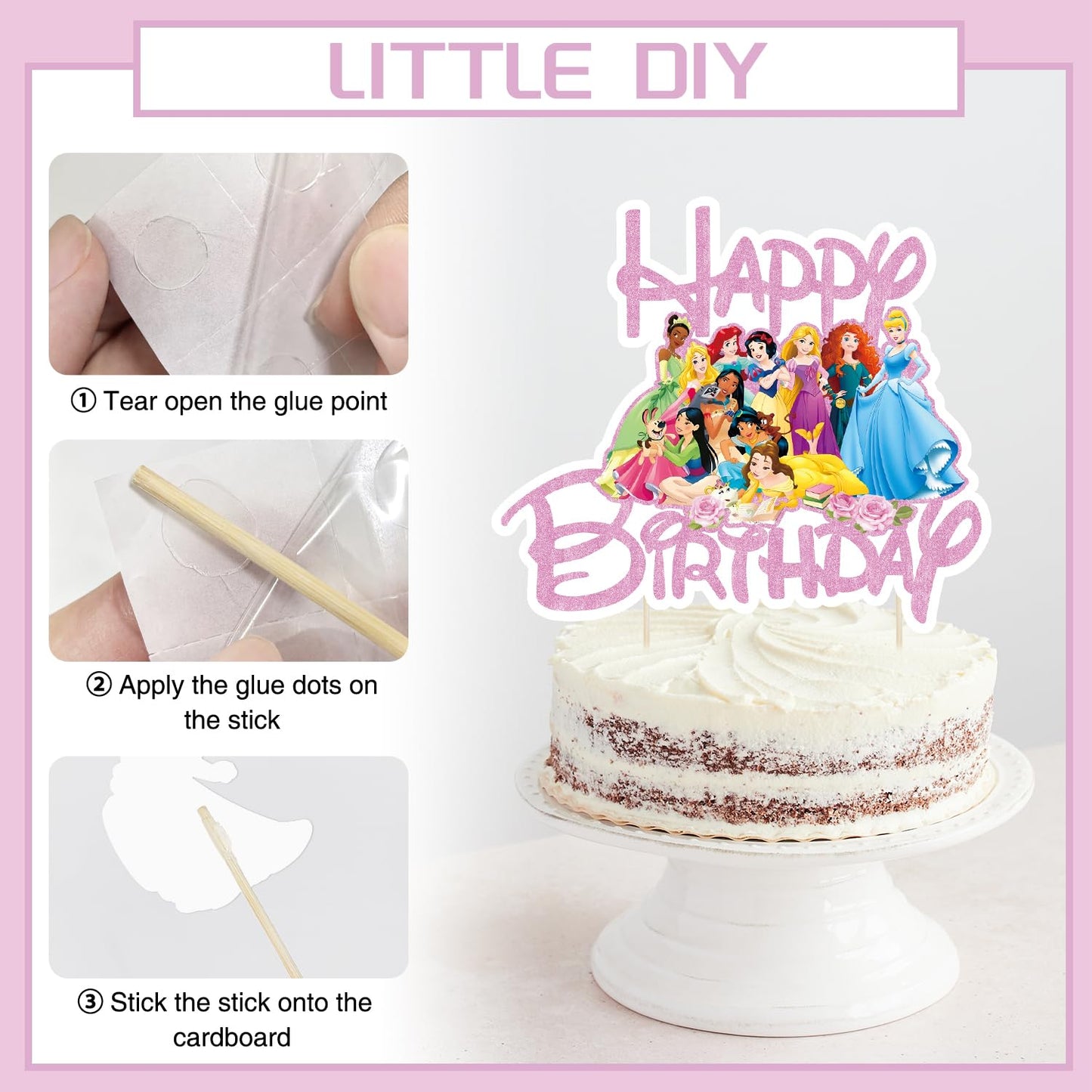 NEW BARLEY Princess Cake Topper – 11-Piece Princess Cake Decorations for Cakes, Cupcakes & Desserts