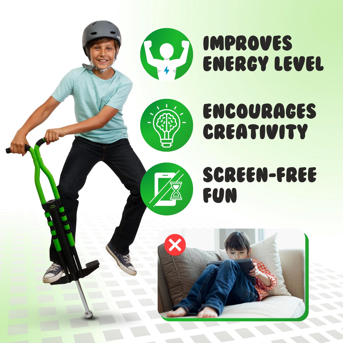 New Bounce Pogo Stick for Kids - Pro Sport Edition (Ages 9+, 80-160 lbs)