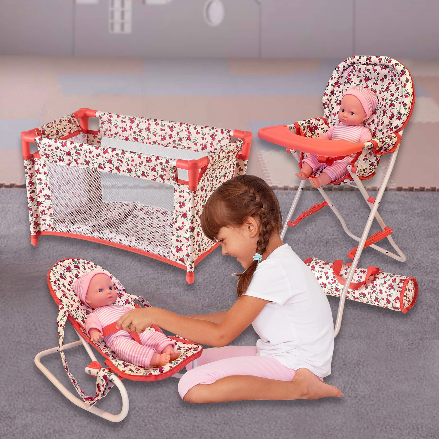 Floral 3-in-1 Doll Furniture Set for 18-Inch Dolls | The New York Doll Collection