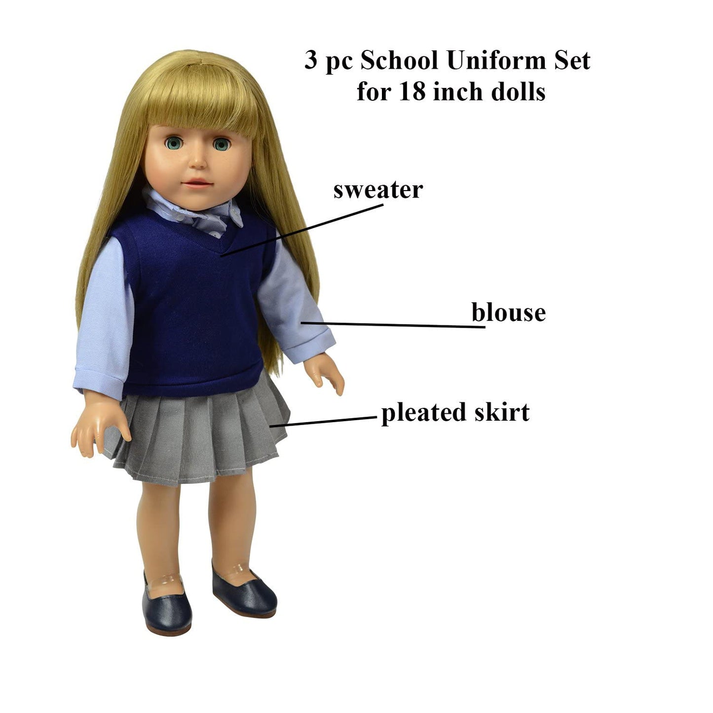 The New York Doll Collection Back to School Set for 18" Dolls – Desk, Uniforms & Accessories