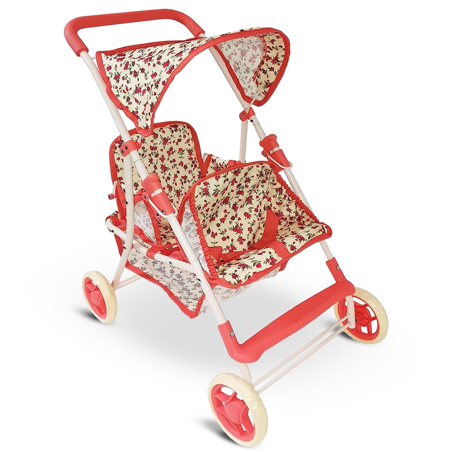 New York Doll Collection Double Doll Stroller – 25-Inch Floral Tandem for Twins