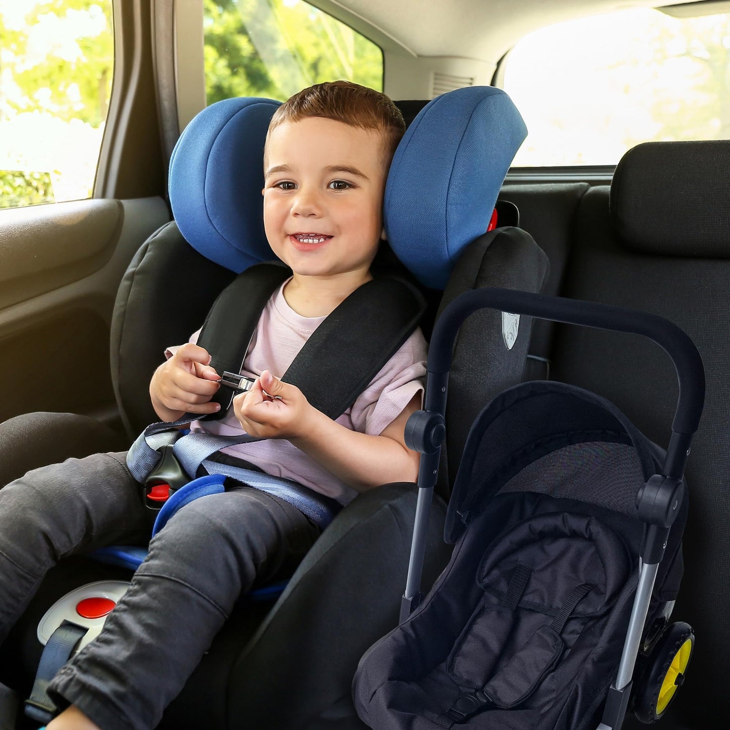 The New York Doll Collection Baby Doll Stroller & Car Seat 2-in-1 – Fits Up to 20” Dolls – Adjustable Handle (Black)