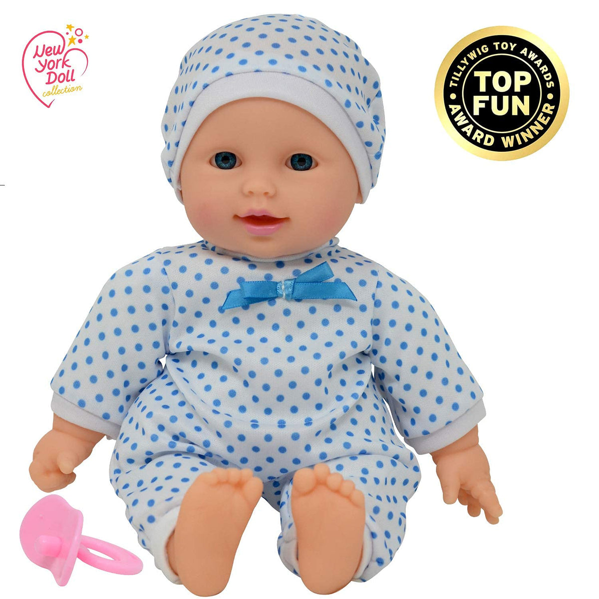 11-Inch Soft Body Boy Baby Doll with Pacifier — Gift Box Included | The New York Doll Collection
