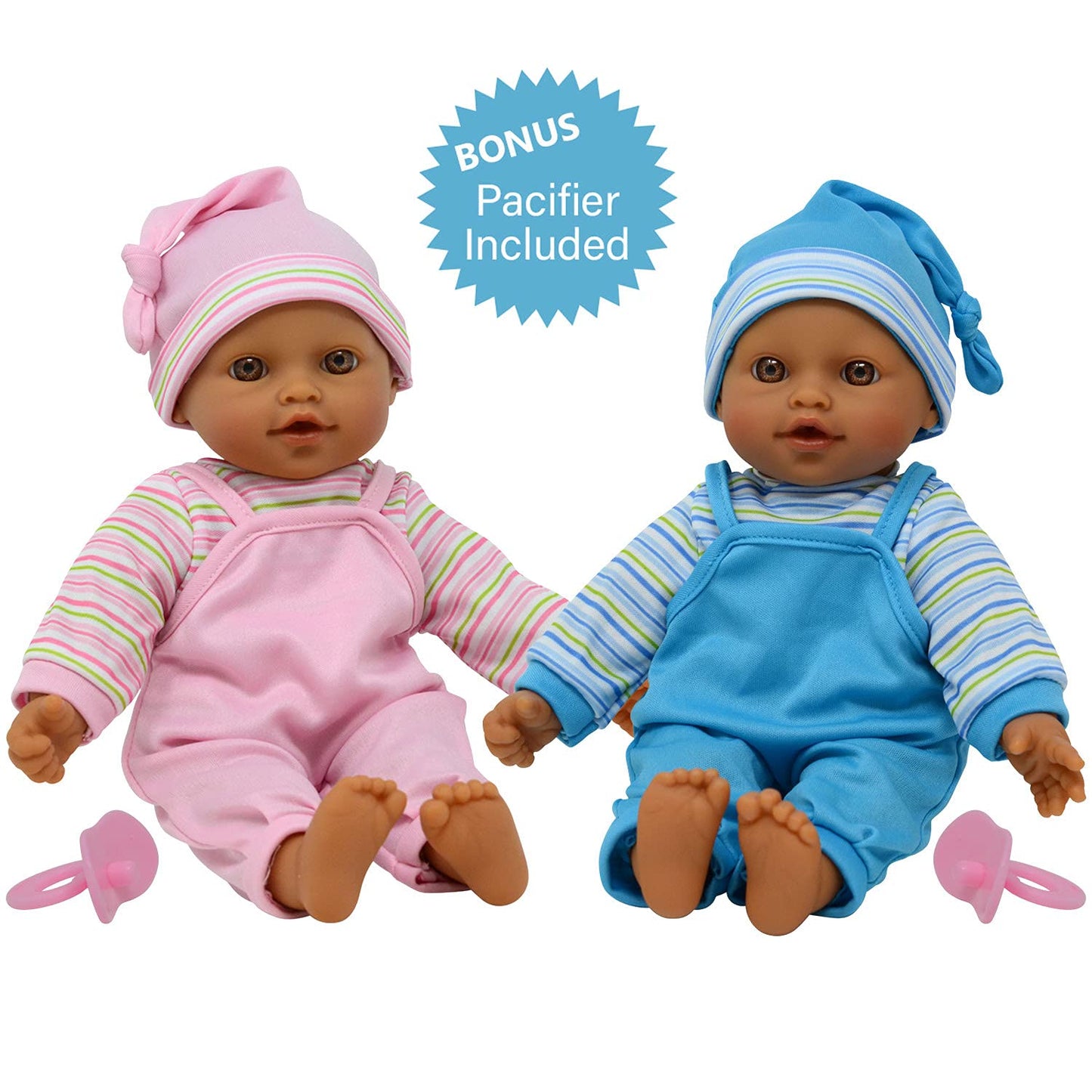 The New York Doll Collection 12-Inch Sweet Hispanic Twin Dolls with Pacifier | Play Baby Dolls