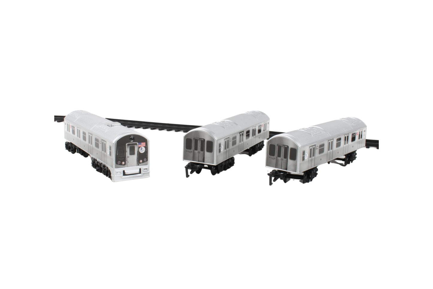 New York MTA 3-Pc Battery Operated Train Set with Track – 39 x 25 in, Silver