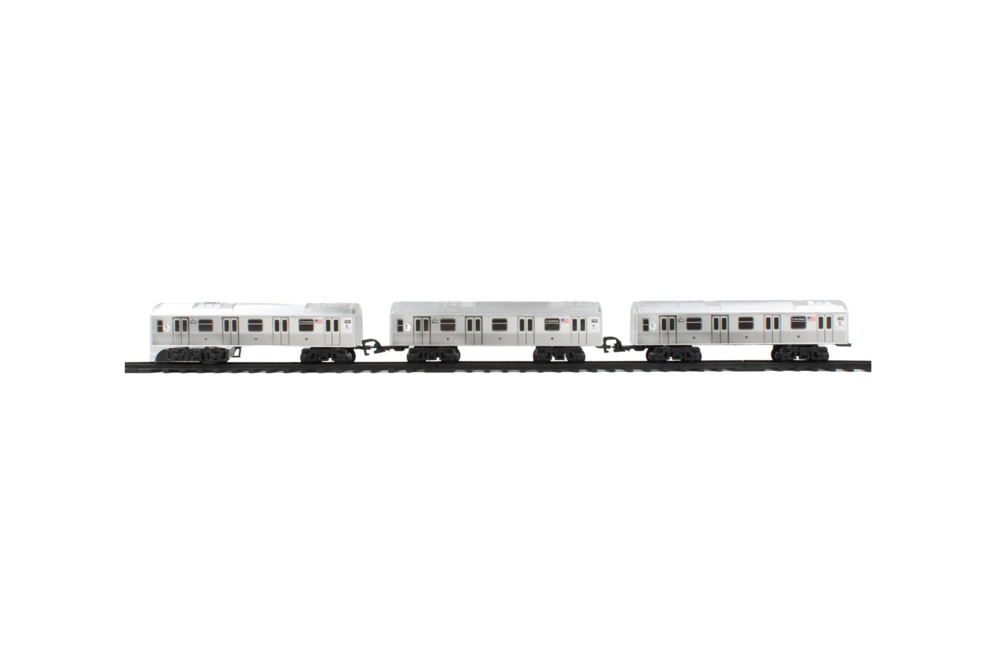 New York MTA 3-Pc Battery Operated Train Set with Track – 39 x 25 in, Silver