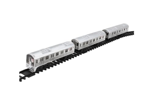 New York MTA 3-Pc Battery Operated Train Set with Track – 39 x 25 in, Silver
