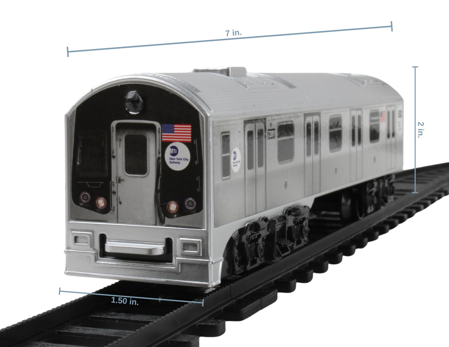 New York MTA 3-Pc Battery Operated Train Set with Track – 39 x 25 in, Silver